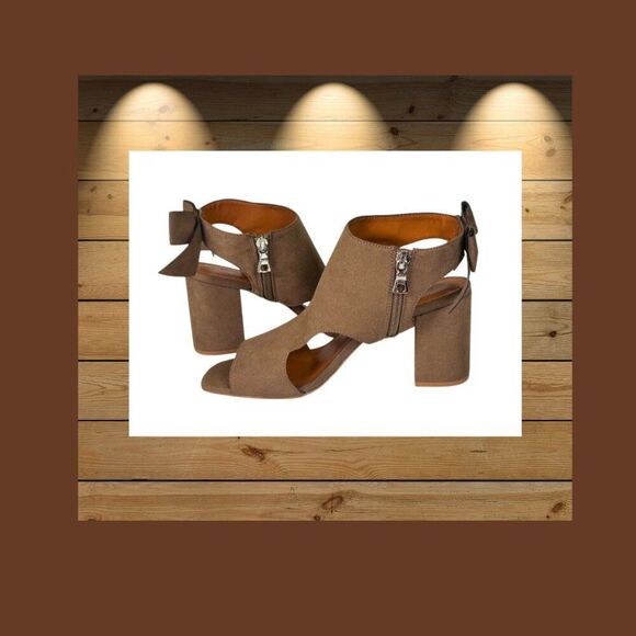 DOLCE Mojo Moxy Women's 8M Open Toe Faux Suede Sandals Bow Tie Ankle Brown EUC+ - Picture 2 of 7